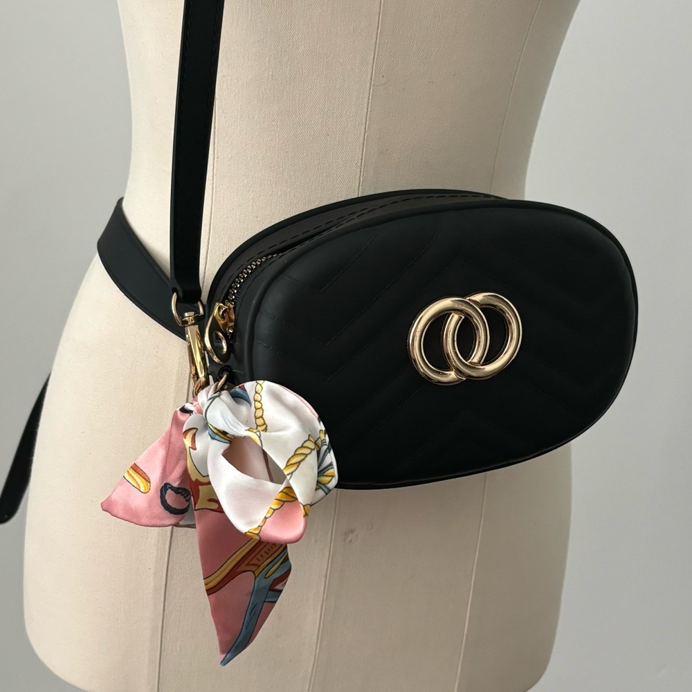 Cross Body & Belt Black Fanny Pack
